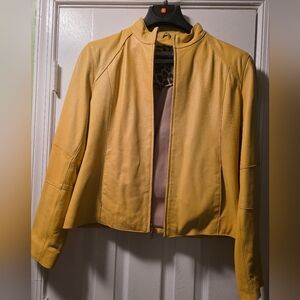 Leather Yellow Women's Jacket - Size XL